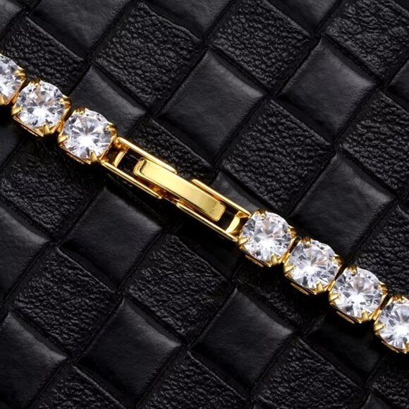 ⭐ Large 22" Diamond  Hip-Hop Chain With 5mm Diamonds 18k Yellow Gold Pltd ⭐ - Picture 4 of 7